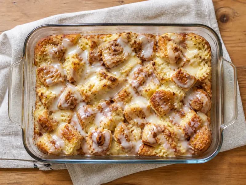 Cinnamon Bun Concoction — shot from directly overhead: two tubes of shop-bought cinnamon rolls