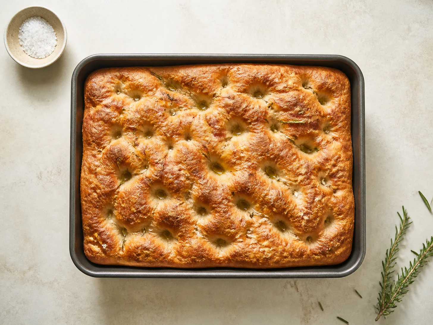 No-Knead Sourdough Focaccia