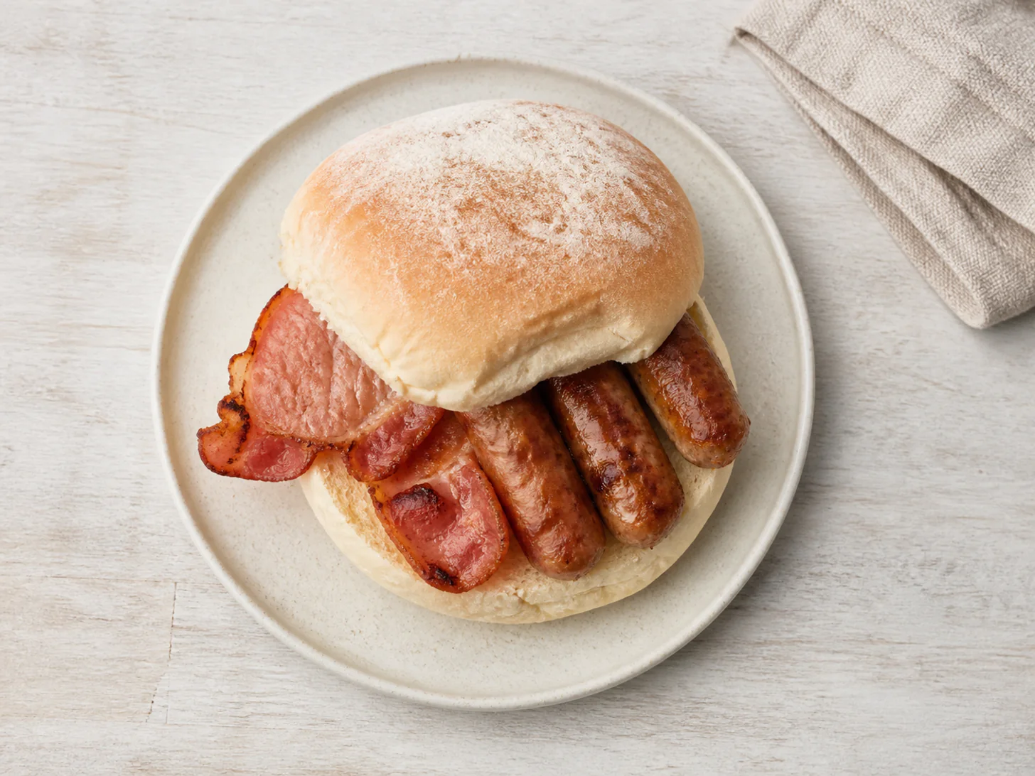 Sausage and Bacon Breakfast Bap